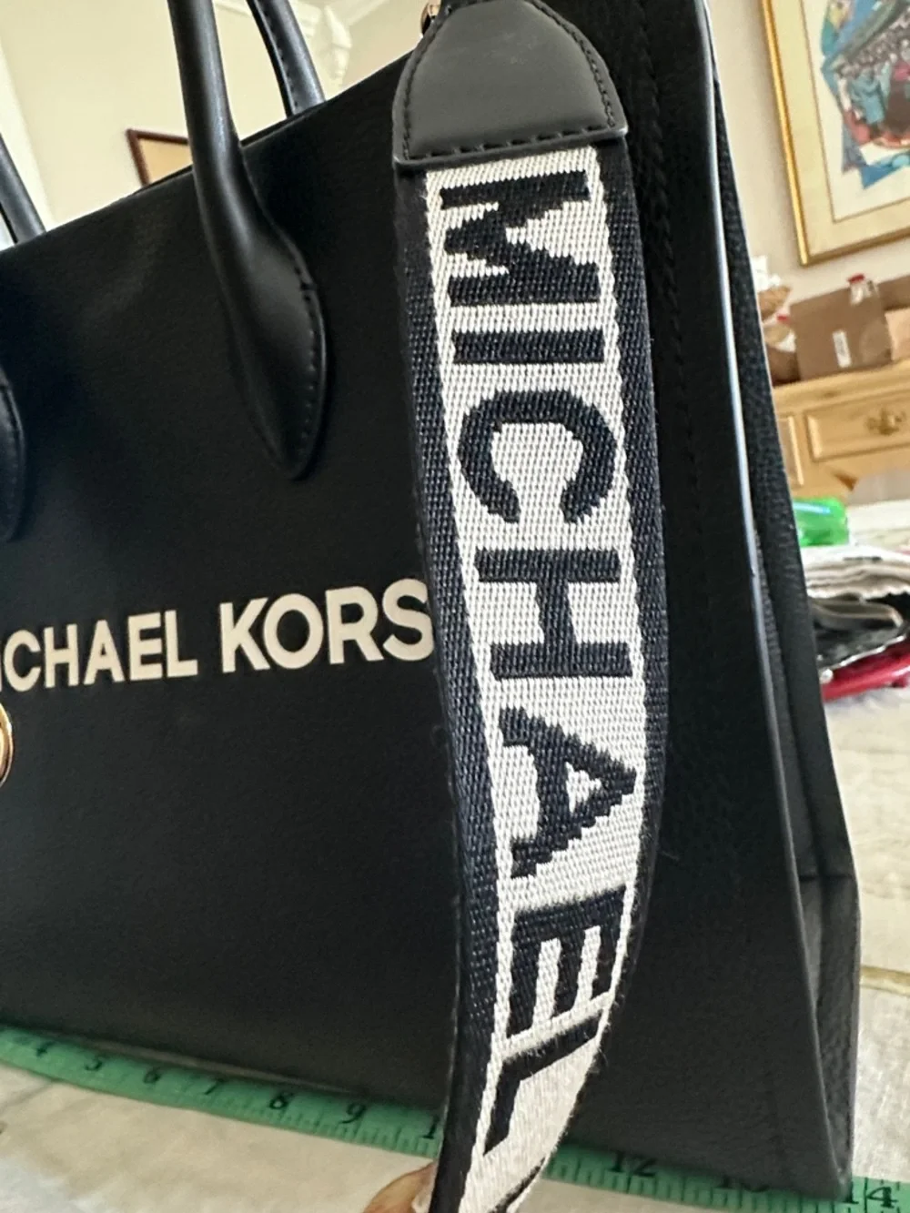 Michael Kors Black Tote with Gold Logo Charm - Picture 6 of 7